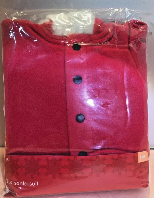 NEW 2 PC Baby Santa Suit 6-9 Months unisex Red/White Fur Pants & Top NIP
