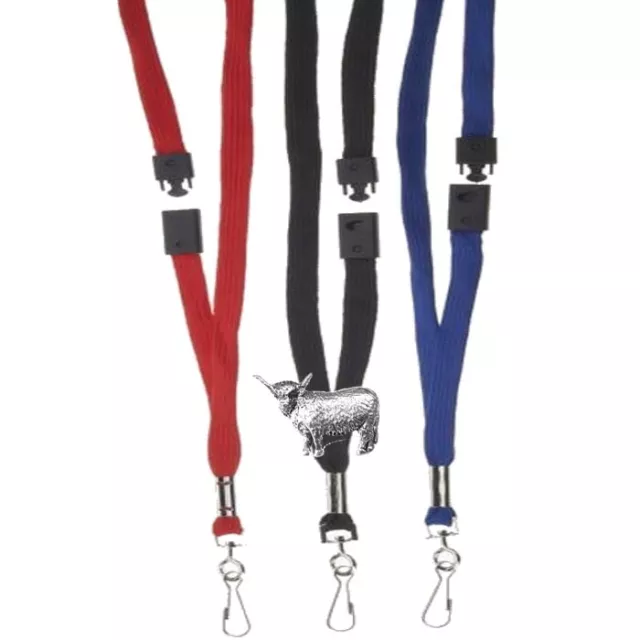 pp-g58 Highland Cow Pewter on a BLUE RED or BLACK Breakaway Lanyard & pvc wallet
