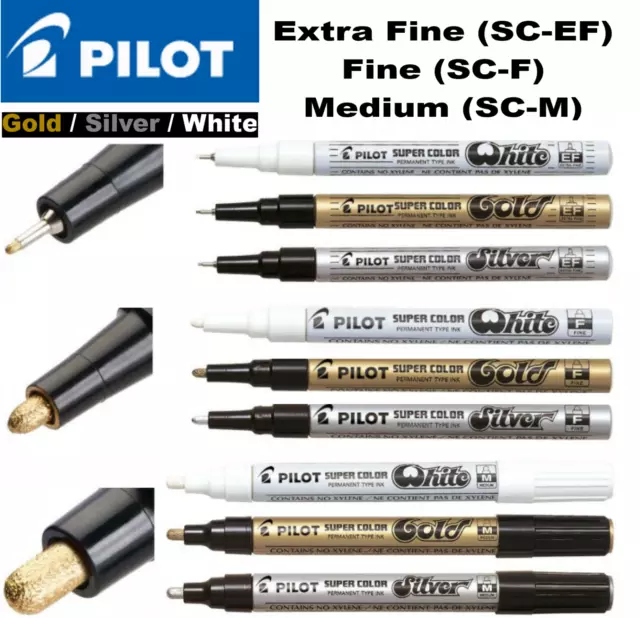 Pilot Super Color Marker Pen Metallic Paint Gold Silver White Ink Pens