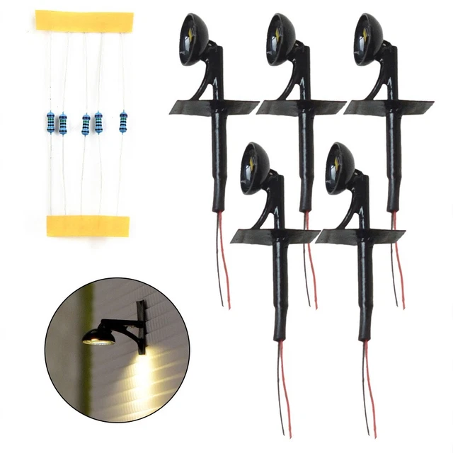 10 Lampadaires LED Pour Maquettes Ferroviaires HO/OO - Échelle 1:75, 14 Cm, Alimentation 3V | Décoration Train Miniature
