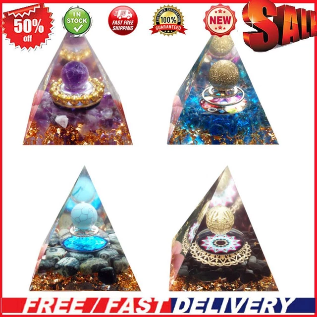 Orgonite Pyramid Amethyst Peridot Healing Crystal Energy Generator Decor Crafts