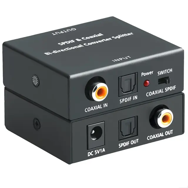 Optical-To-Coaxial or Coaxial-To-Optical Digital Audio Converter, ROOFULL Bi