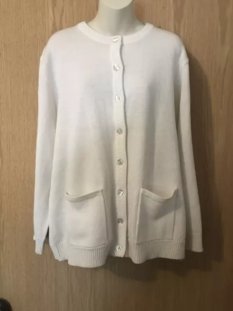 Vintage Jenny Cardigan White Size 2XL Grannycore Sweater 80s/90s Button