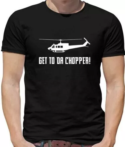 Get To De Chopper T-Shirt - Drôle - Helicopter- Terminator - Schwarzenegger