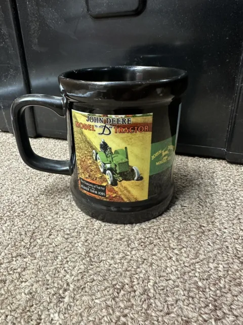 Rare Black JOHN DEERE Print Moline, Il Coffee Mug Nice!