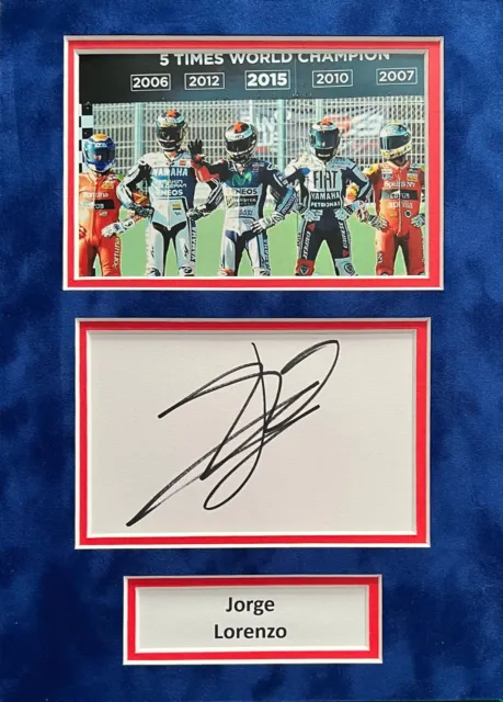 Jorge Lorenzo Hand Signed A4 Mounted Photo Display MotoGP Autograph Yamaha 2