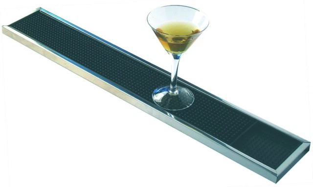 Barmatte mit Edelstahlrahmen 60x10cm Gläserabstellmatte Abtropfmatte Gläsermatte