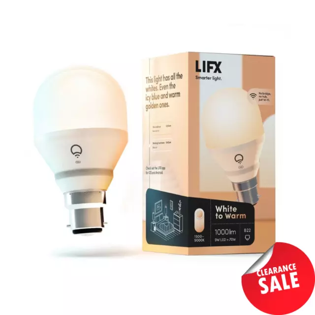 LIFX WiFi Smart Light Bulb White to Warm B22 LED Globe Lamp Alexa Google 1000 lm