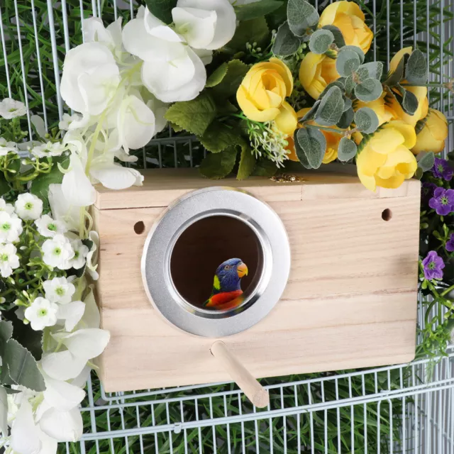 Wooden Parrot Breeding Nest Box Small Bird Nesting Budgie House Cage Finch Home