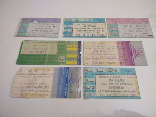 7 Concert Ticket Stubs Ratt/Bon Jovi/Aerosmith/Poison/Y&T/Whitesnake/Great White