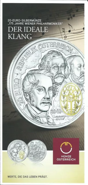 Infofolder 20 Euro : 175 Jahre Wiener Philharmoniker  - Keine Münzen
