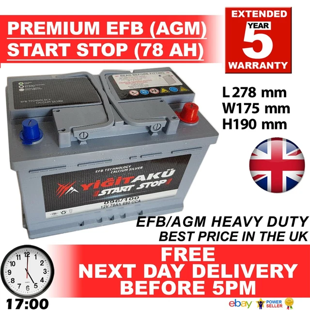 BMW 096 100 START STOP AGM 78AH Heavy Duty 12V Car Battery More power