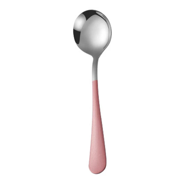 Cucharas de sopa redondas superficie lisa mango largo coloridas cena multiusos