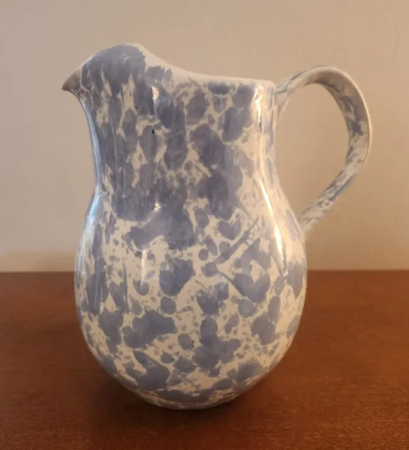 Vintage Bennington Potters Morning Glory Blue Pitcher 7.25" H - Ice Lip Agate