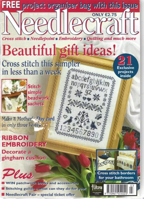 Needlecraft Magazine No 58 Sampler Beadwork Ribbon Embroidery Cross Stitch UK