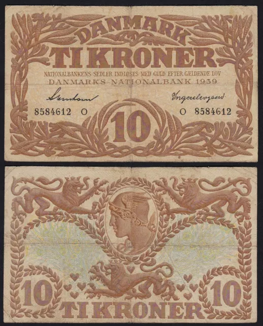 DÄNEMARK - DENMARK 10 KRONER 1939 F/VF Pick 31f   (19865