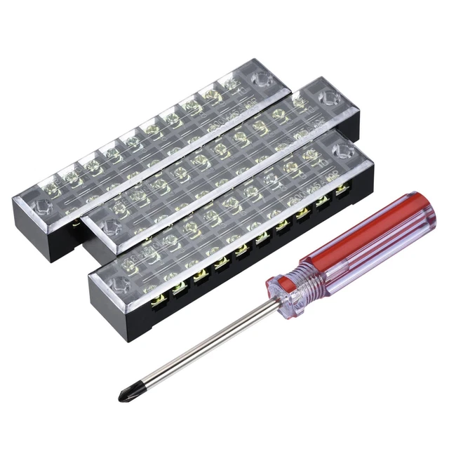Terminale Striscia Barriera Blocco 10 Posizioni Doppie Righe 600V 15A 1 Set