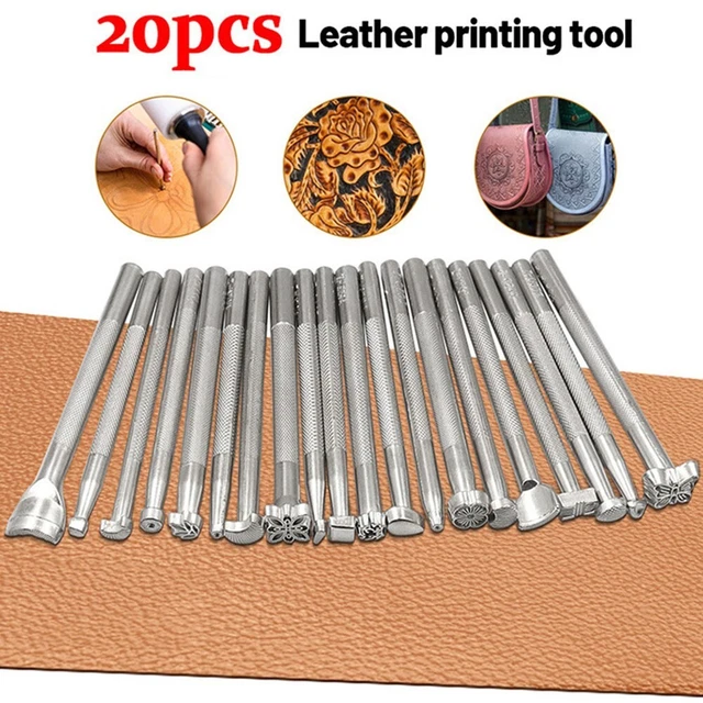 Kit 27 Pièces QWORK - Outils Estampage Cuir, Tampons Sculpture + Marteau Nylon & Couteau Découpe