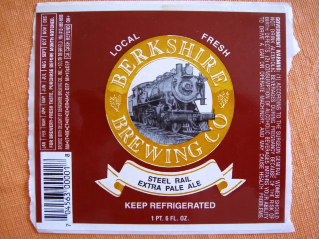 BERKSHIRE BREWING  beer label - SOUTH DEERFIELD MA  with train
