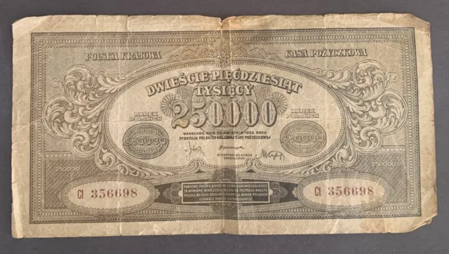 Polish 250000 Marek 1923 * Good * Series CI * Inflation Note