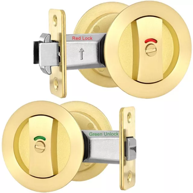 Round Pocket Door Lock Brushed Gold Flush Door Locks  Bathroom Bedroom