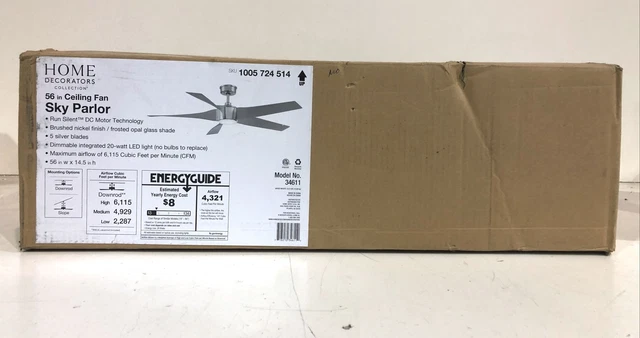 Home Decorators Sky Parlor 56 in. LED Indoor Brushed Nickel Ceiling Fan