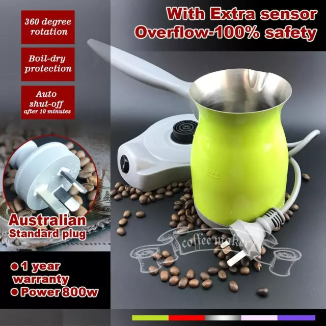 Green Electric Turkish coffee maker with Sensor Coffee Nevery Spilling Out 200ml