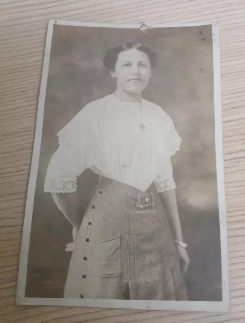 Vintage RPPC Real Photo Postcard: 1912 Pretty Girl Lady Woman Latino Italian