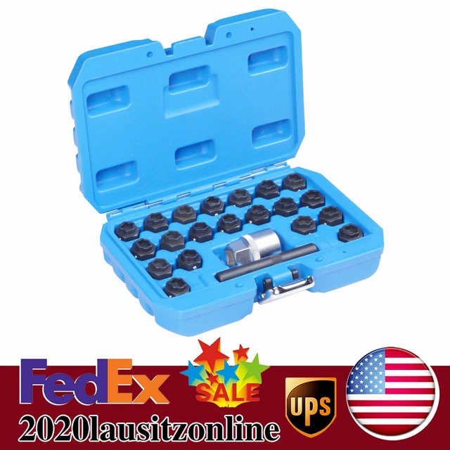22 Pack Universal Locking Lug Nut Removal Key Wheel Lock Removal Tool For BMW