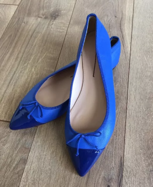 New JCREW Gemma Cap Toe Flats G0878 BRIGHT GROTTO BLUE 7