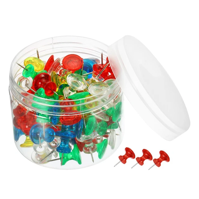 Grande Spingere Spilli,100pz Plastica Testa Pollice Punta Acciaioo,Multicolore