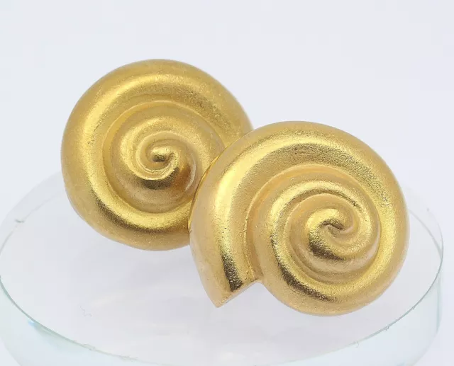 ♦ Muschel Ohrclips in 18 kt 18k 750 er Gelb Gold Ohrklemme Ohrringe Massiv Clips