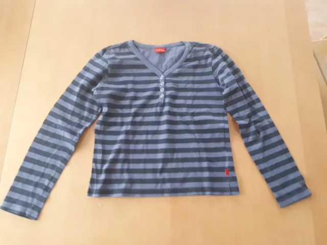 Langarmshirt, Pullover, grau gestreift, Mädchen, Gr. 152/158