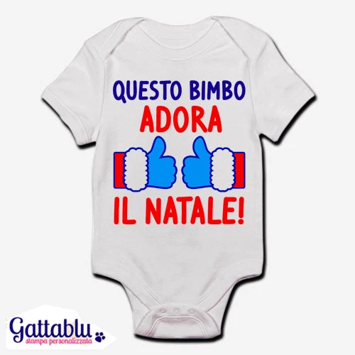 Body pagliaccetto neonato bambino bebè Questo bimbo adora il Natale! Maschietto!