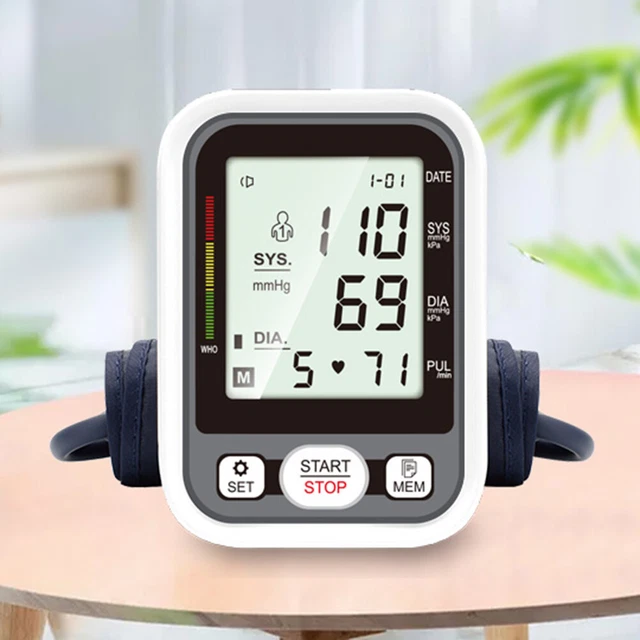 Monitor de salud de frecuencia cardíaca con pantalla esfigmomanómetro ABS para personas mayores
