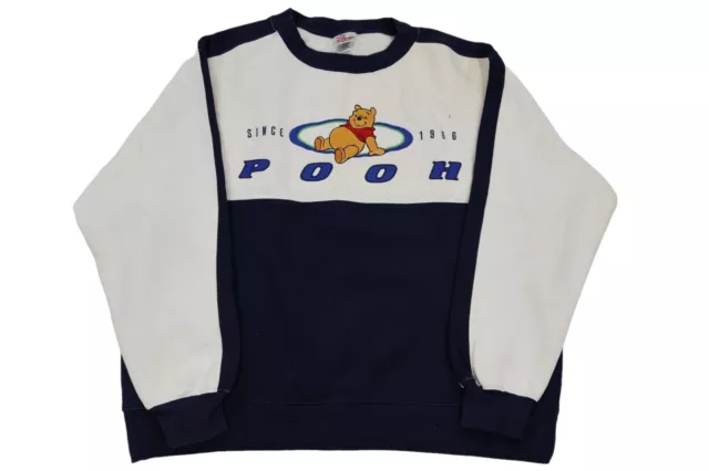 Disney Women's White Blue Winnie The Pooh Pullover Sweatshirt Size Measured