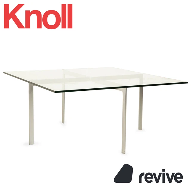 Table Basse Style Florence Knoll en Verre et Chrome