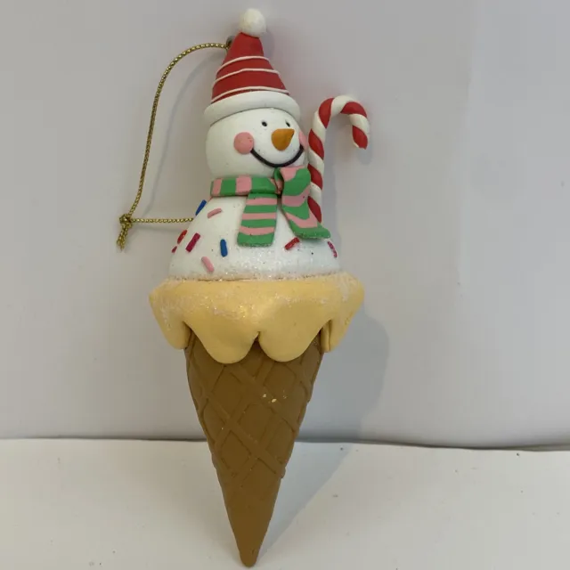 Christmas ornament snowman in ice cream cone