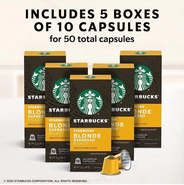 STARBUCKS NESPRESSO BLONDE Roast Espresso 50Count Single Serve Small