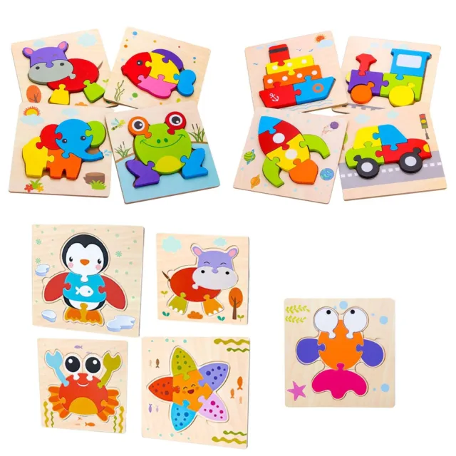 Wooden Puzzle Jigsaw Early Learning Toddler Kids Educational Toys Gifts