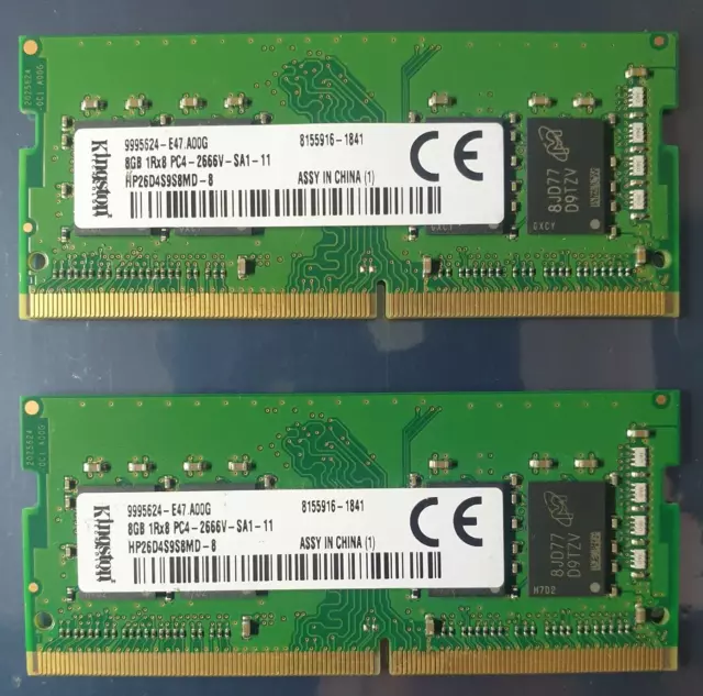 Kingston PC4-21300 PC4 2666 16 GB 2x8 GB DDR4 1RX8 2666 MHz 260poliger Laptop-Speicher