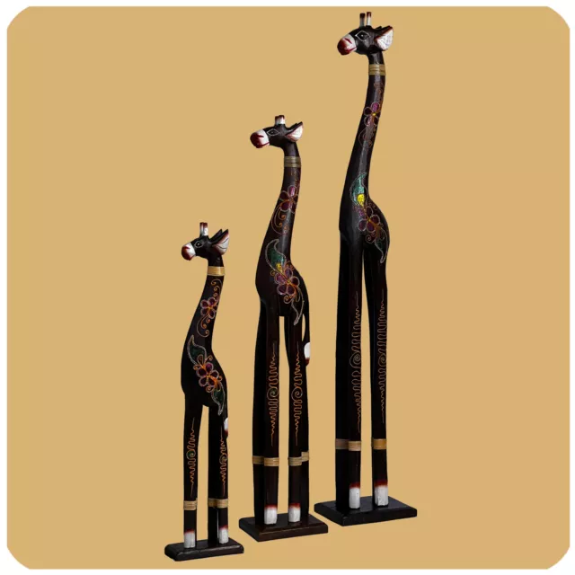 XXL Africain Figurine en Bois Girafe Déco Bois Figurine Sculpture Afrique