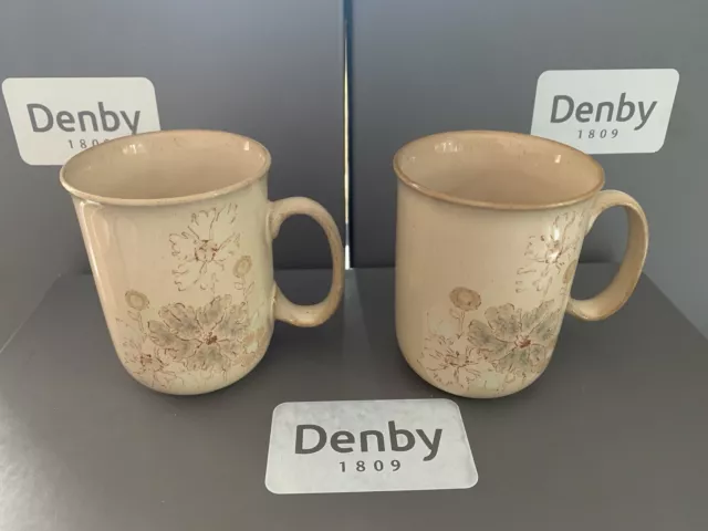 2 Denby Sandalwood Straight Sided Beaker  Mugs Pristine