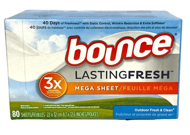 Bounce Lasting Fresh Outdoor Fresh Clean Fabric Softener Dryer Sheets 80 sheets
