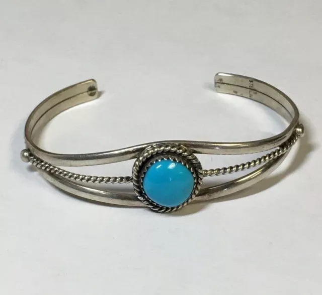 Vintage Navajo Richard Begay Sterling Silver And Turquoise Cuff