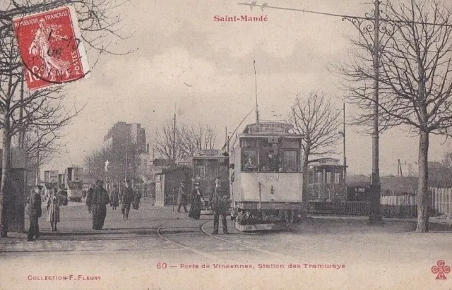 CPA 94 Env Nogent/Marne SAINT-MANDE Porte de Vincennes station station tramways1909