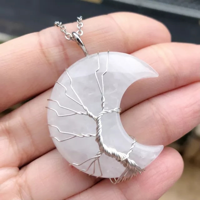 Opalite Gems Tree Of Life Necklace Moon Chakra Reiki Healing Amulet 50cm/20in