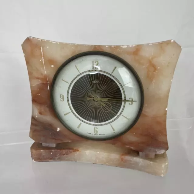 Vintage Marble Smiths Mantle Clock - Working - Art Deco Style. Mid Century (D3)