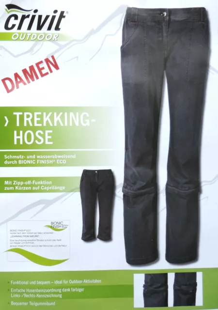 Damen Trekkinghose Jeans 2in1 Lang 3/4 Caprihose Hose Wanderhose Zipp Off  NEU