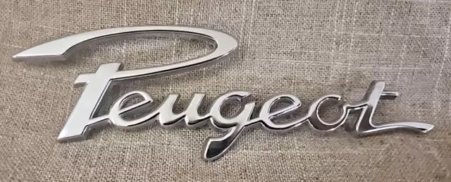 Used Vintage Peugeot Chrome Car Logo Emblem Badge Script